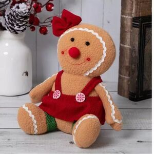 Red Bow Gingerbread Weighted Plush